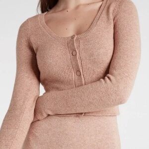 Express Cropped Cardigan - Blush/Heather Pink Size S
